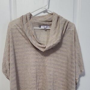 Jennifer Lopez Beige Striped Cowl Neck Sweater